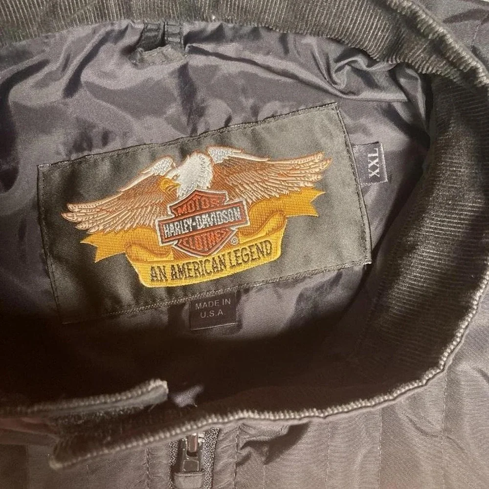 Vintage Harley Davidson Moto Racing Jacket Black Orange XXL